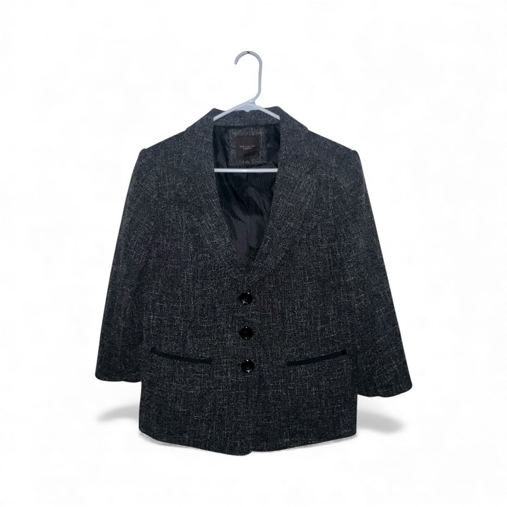 The Limited Collection Black & Gray Tweed 3/4 Sleeve Tailored Blazer - Picture 2 of 4